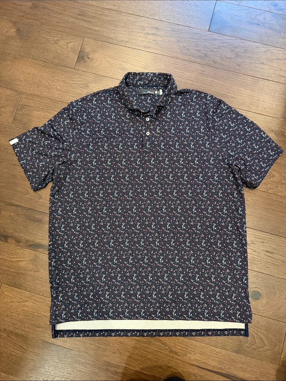 RLX Golf Classic Fit Mini Floral Print Short Sleeve Polo Shirt Size XL - C11-499